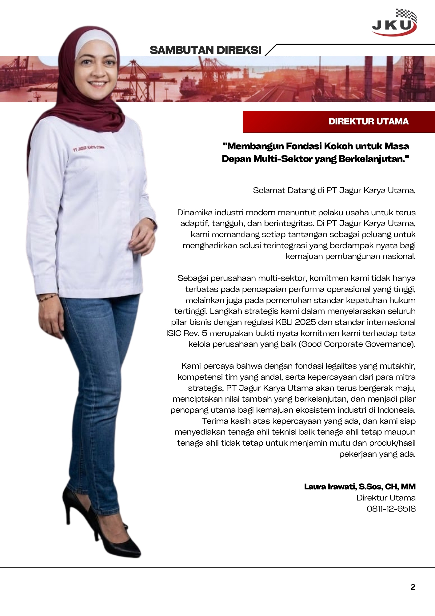 Laura Irawati, S.Sos, CH, MM_Direktur Utama PT Jagur Karya Utama